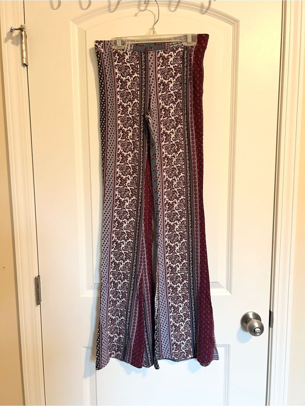 American Eagle Outfitters Burgundy boho Stripe Wide Leg stretch pants